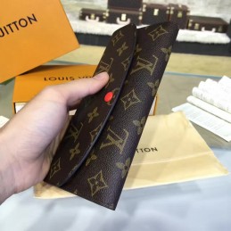 Replica Louis Vuitton Brown Monogram Burgundy Interior Emilie Wallet