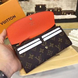 Replica Louis Vuitton Brown Monogram Burgundy Interior Emilie Wallet