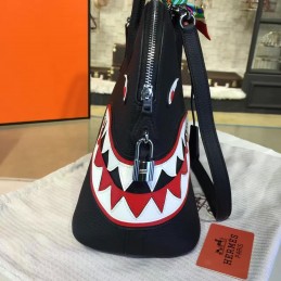 Replica Hermes Black Shark Charm Twilly Handle Bolide 45 Bag