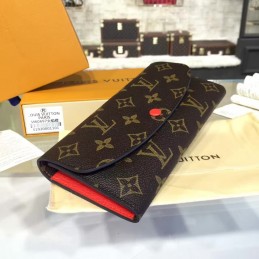 Replica Louis Vuitton Brown Monogram Red Interior Emilie Wallet