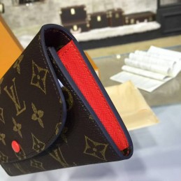 Replica Louis Vuitton Brown Monogram Red Interior Emilie Wallet