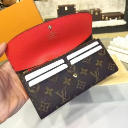 Replica Louis Vuitton Brown Monogram Red Interior Emilie Wallet