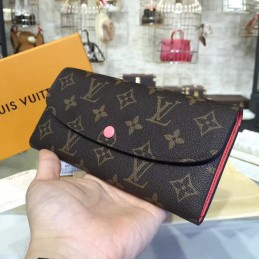 Replica Louis Vuitton Brown Monogram Pink Interior Emilie Wallet