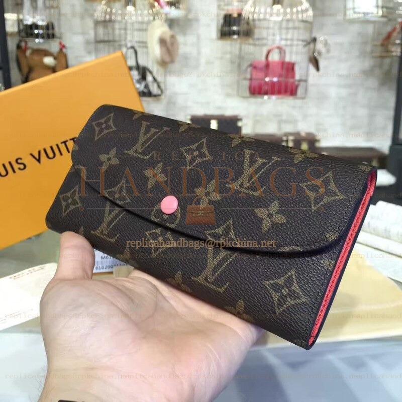 Replica Louis Vuitton Brown Monogram Pink Interior Emilie Wallet