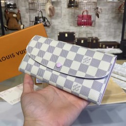 Replica Louis Vuitton White Damier Azur Pink Interior Emilie Wallet
