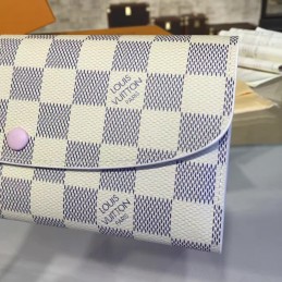 Replica Louis Vuitton White Damier Azur Pink Interior Emilie Wallet