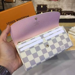 Replica Louis Vuitton White Damier Azur Pink Interior Emilie Wallet