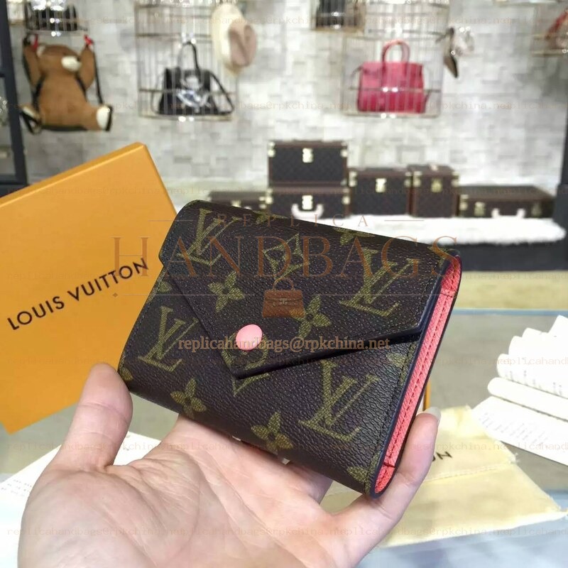 Replica Louis Vuitton Brown Monogram Rose Interior Victorine Wallet