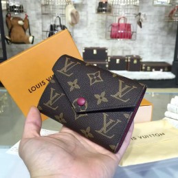 Replica Louis Vuitton Brown Monogram Fuchsia Interior Victorine Wallet