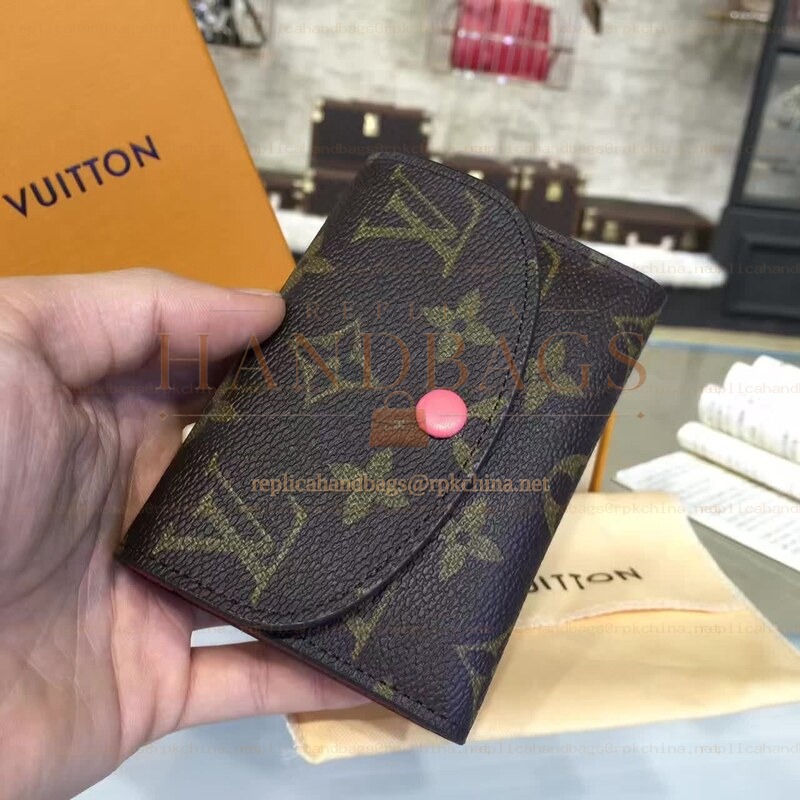 Replica Louis Vuitton Brown Monogram Red Snap Rosalie Coin Purse