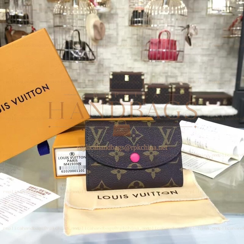 Replica Louis Vuitton Brown Monogram Fuchsia Snap Rosalie Coin Purse