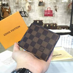 Replica Louis Vuitton Dark Brown Damier Ebene Multiple Wallet