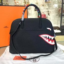 Replica Hermes Black Shark Charm Twilly Handle Bolide 45 Bag