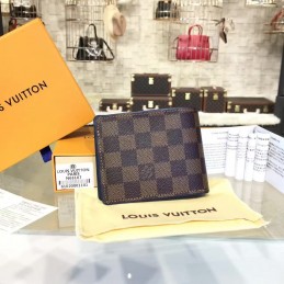 Replica Louis Vuitton Dark Brown Damier Ebene Multiple Wallet