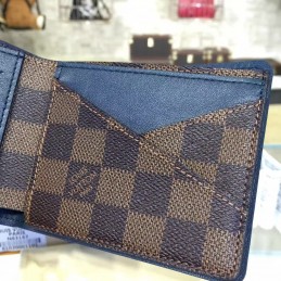 Replica Louis Vuitton Dark Brown Damier Ebene Multiple Wallet