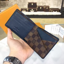Replica Louis Vuitton Dark Brown Damier Ebene Multiple Wallet