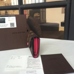 Replica Louis Vuitton Brown Monogram Fuchsia Rosalie Card and Coin Purse