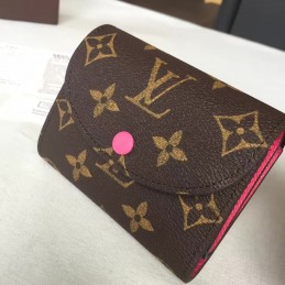 Replica Louis Vuitton Brown Monogram Fuchsia Rosalie Card and Coin Purse