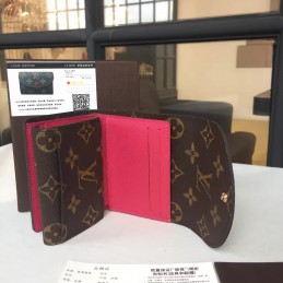 Replica Louis Vuitton Brown Monogram Fuchsia Rosalie Card and Coin Purse