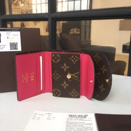 Replica Louis Vuitton Brown Monogram Fuchsia Rosalie Card and Coin Purse