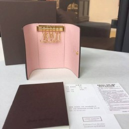 Replica Louis Vuitton Brown Monogram Pink Interior 6 Key Holder