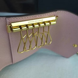 Replica Louis Vuitton Brown Monogram Pink Interior 6 Key Holder