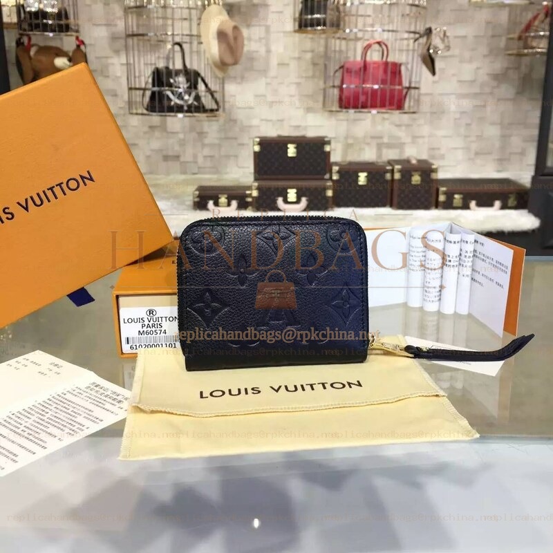 Replica Louis Vuitton Navy Embossed Monogram Zippy Coin Purse