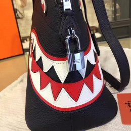 Replica Hermes Black Shark Charm Twilly Handle Bolide 45 Bag