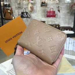 Replica Louis Vuitton Taupe Embossed Monogram Zippy Coin Purse