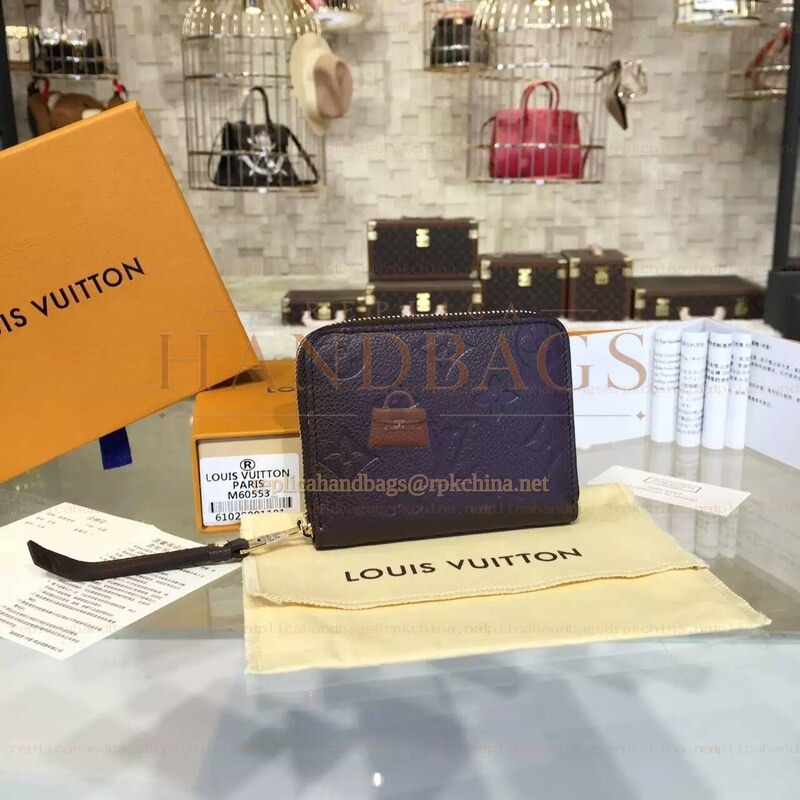 Replica Louis Vuitton Black Embossed Monogram Zippy Coin Purse