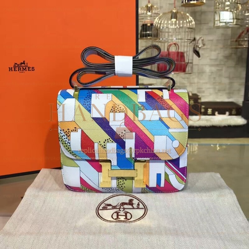 Replica Hermes Multicolor Geometric Constance Mini 18 Bag