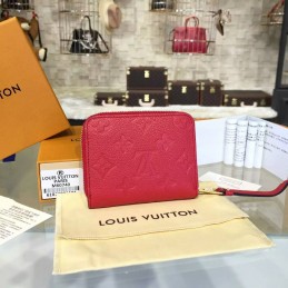 Replica Louis Vuitton Red Embossed Monogram Zippy Coin Purse