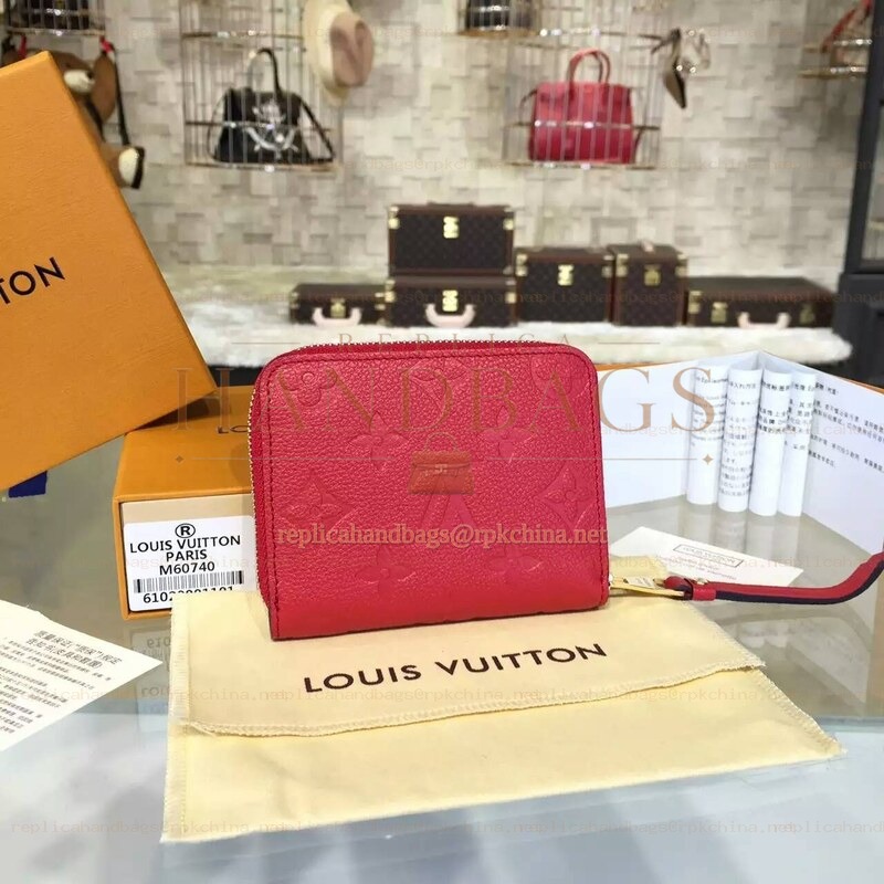 Replica Louis Vuitton Red Embossed Monogram Zippy Coin Purse