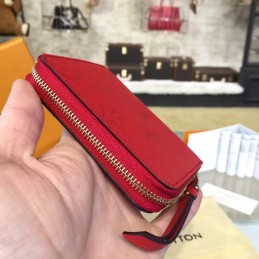 Replica Louis Vuitton Red Embossed Monogram Zippy Coin Purse