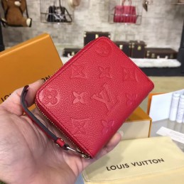 Replica Louis Vuitton Red Embossed Monogram Zippy Coin Purse