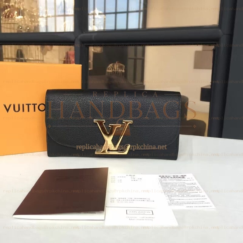Replica Louis Vuitton Black Vivienne Long Wallet