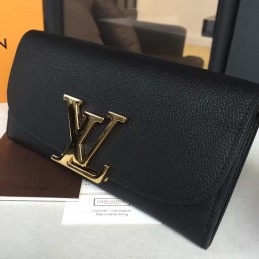 Replica Louis Vuitton Black Vivienne Long Wallet