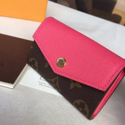Replica Louis Vuitton Brown Monogram Fuchsia Sarah Multicartes Wallet