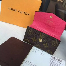 Replica Louis Vuitton Brown Monogram Fuchsia Sarah Multicartes Wallet