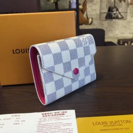 Replica Louis Vuitton White Damier Azur Fuchsia Victorine Wallet