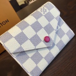 Replica Louis Vuitton White Damier Azur Fuchsia Victorine Wallet