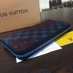 Replica Louis Vuitton Damier Graphite Red Floral Zippy Organizer Wallet