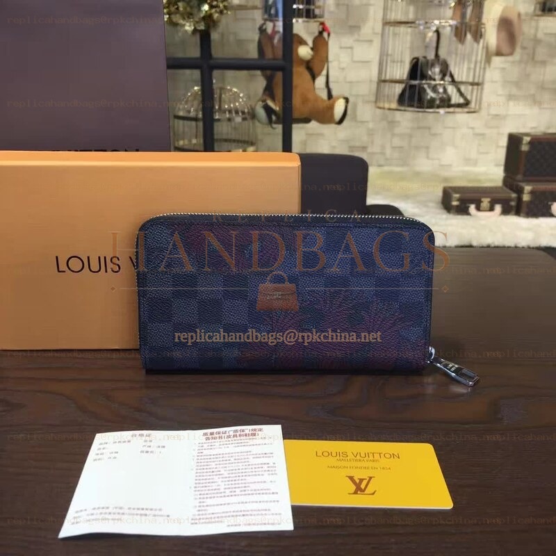 Replica Louis Vuitton Damier Graphite Red Floral Zippy Organizer Wallet