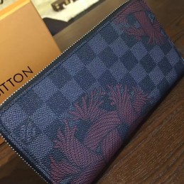 Replica Louis Vuitton Damier Graphite Red Floral Zippy Organizer Wallet