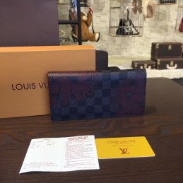 Replica Louis Vuitton Damier Graphite Red Floral Brazza Wallet