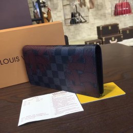 Replica Louis Vuitton Damier Graphite Red Floral Brazza Wallet