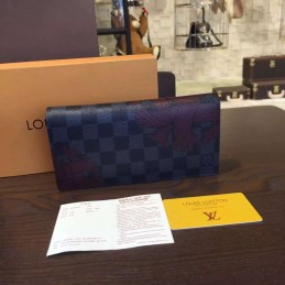 Replica Louis Vuitton Damier Graphite Red Floral Brazza Wallet