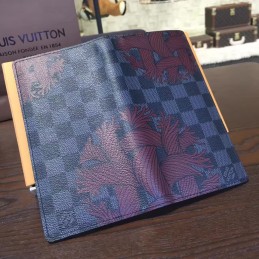 Replica Louis Vuitton Damier Graphite Red Floral Brazza Wallet