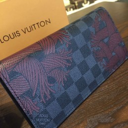 Replica Louis Vuitton Damier Graphite Red Floral Brazza Wallet