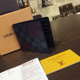 Replica Louis Vuitton Damier Graphite Red Floral Slender Wallet